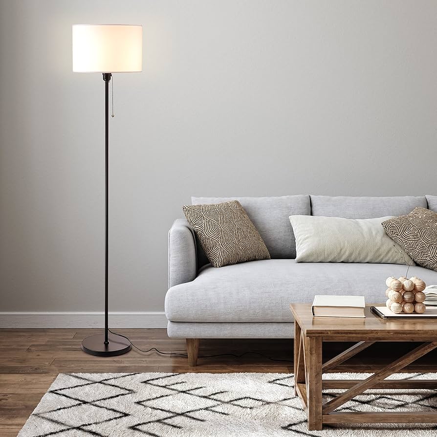 O'Bright Ted - Drum Shade Standing Lamp, Pull Chain Switch